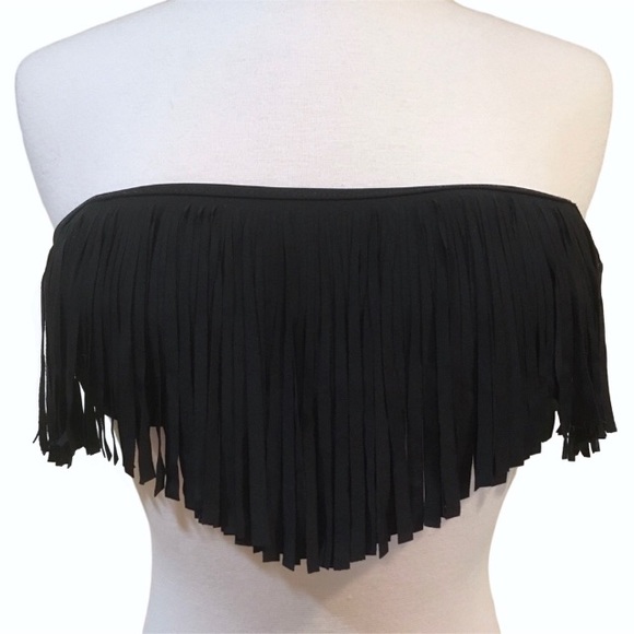 Fringe Halter Bandeau Top Cutout Bottom Bikini - Picture 5 of 10